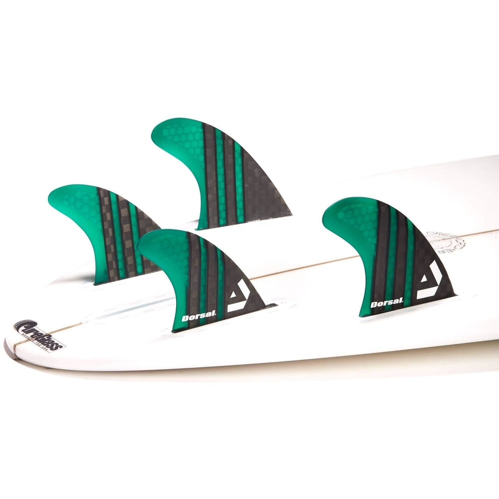 Dorsal Carbon Hexcore Quad Surfboard Fins (4) Honeycomb FUT Base Green - DORSAL??½ Surf Shop - Dorsalfins.com??ç?ä