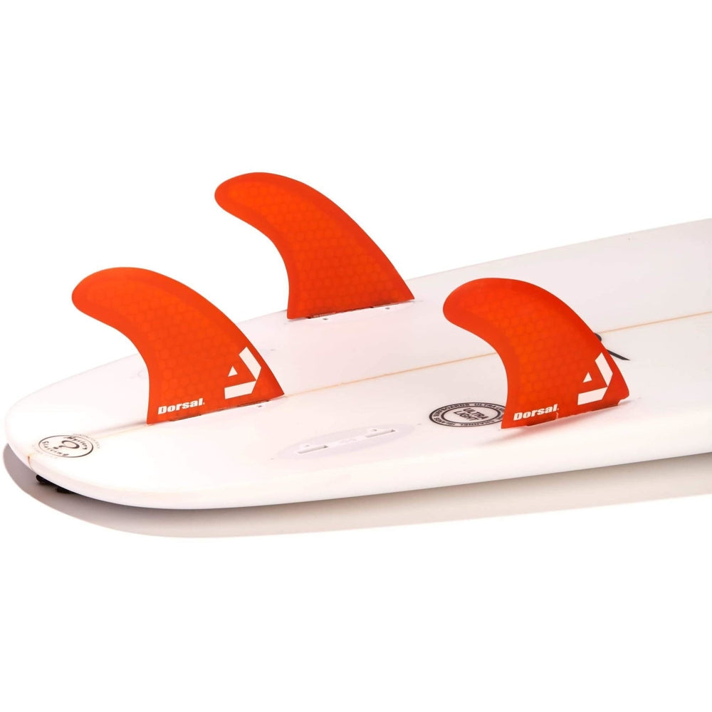 DORSAL Surfboard Fins Hexcore Thruster Set (3) Honeycomb FCS Base Compatible Orange - by DORSAL Surf Brand - Dorsalfins.com?ÇÄ